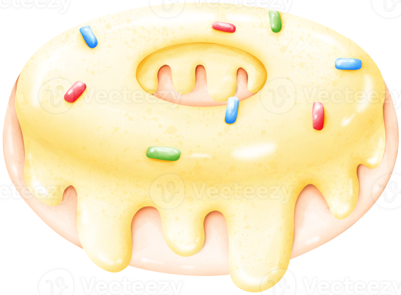 Honey glazed donuts sprinkled with colorful sugar flakes png