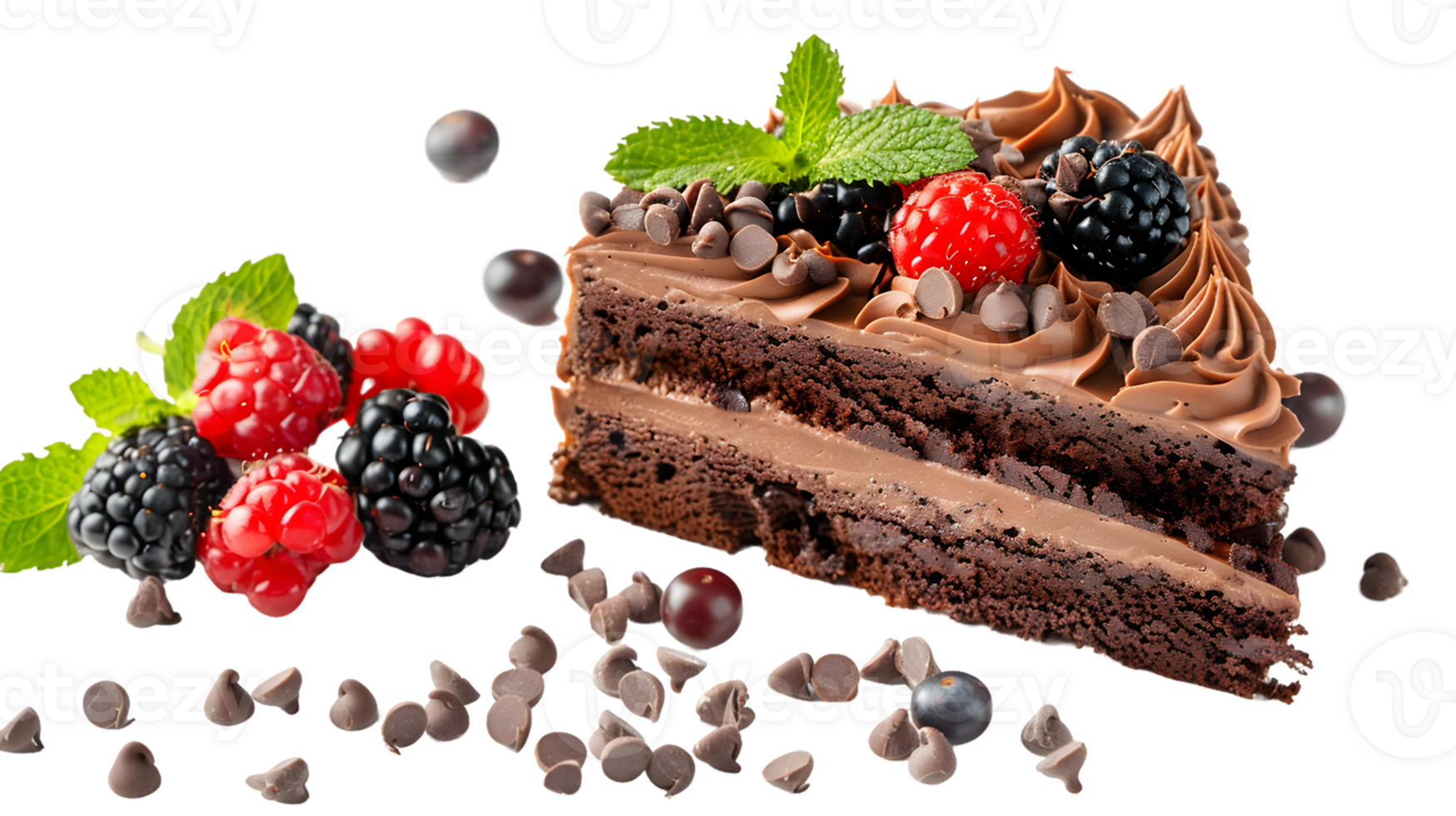 A Decadent Chocolate Cake Fresh Berries png