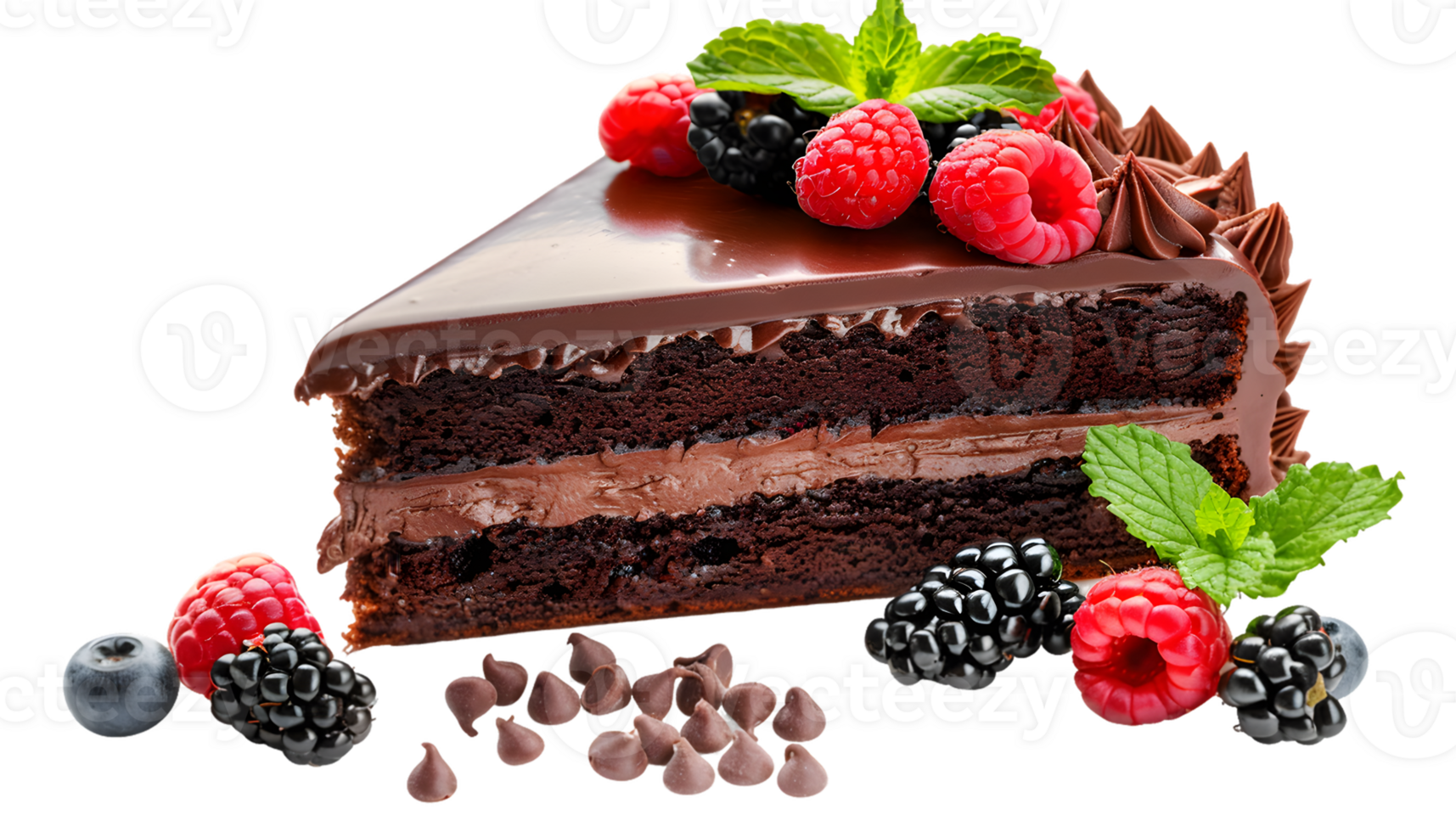 A Chocolate Cake with Fresh Berries png
