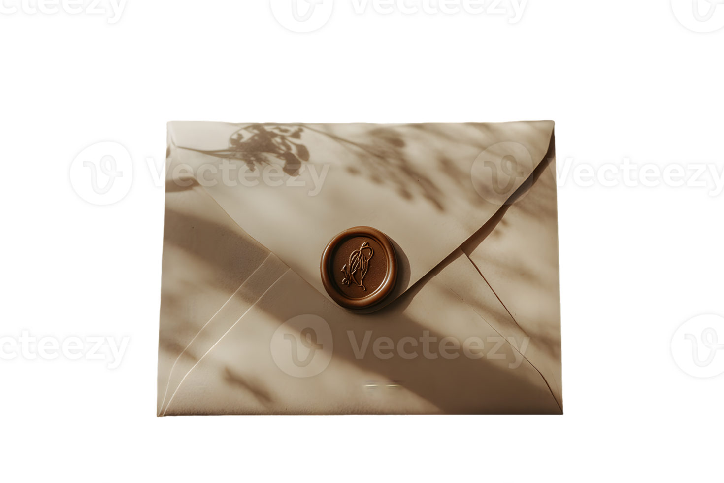 Sealed Envelope with Wax Seal in Soft Light png