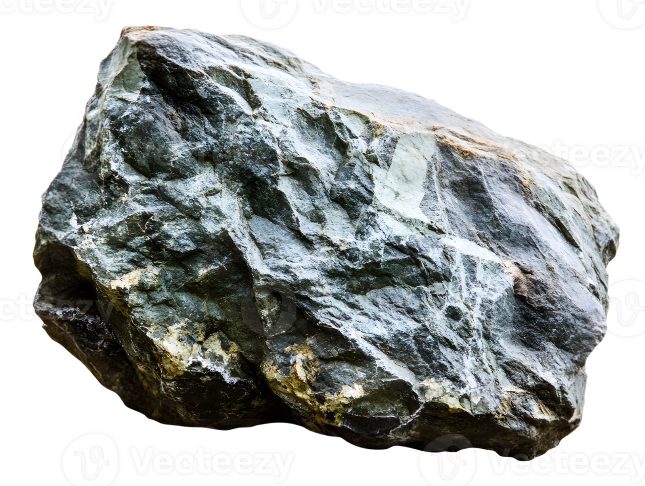 Dark Gray and Green Rock with White Veining Close-up png