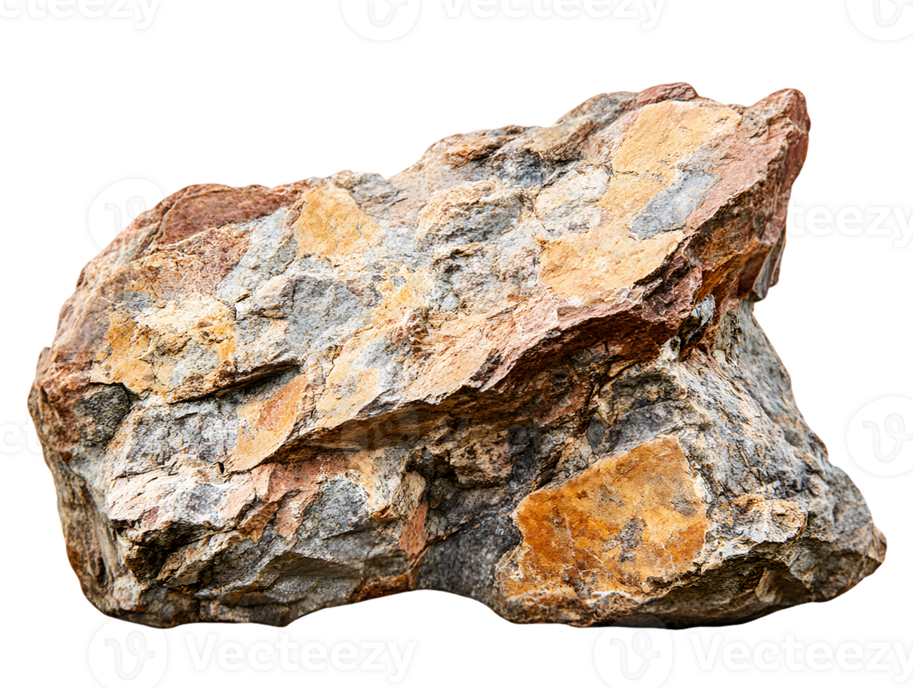 Detailed View of a Rough, Multicolored Rock with Irregular Texture png