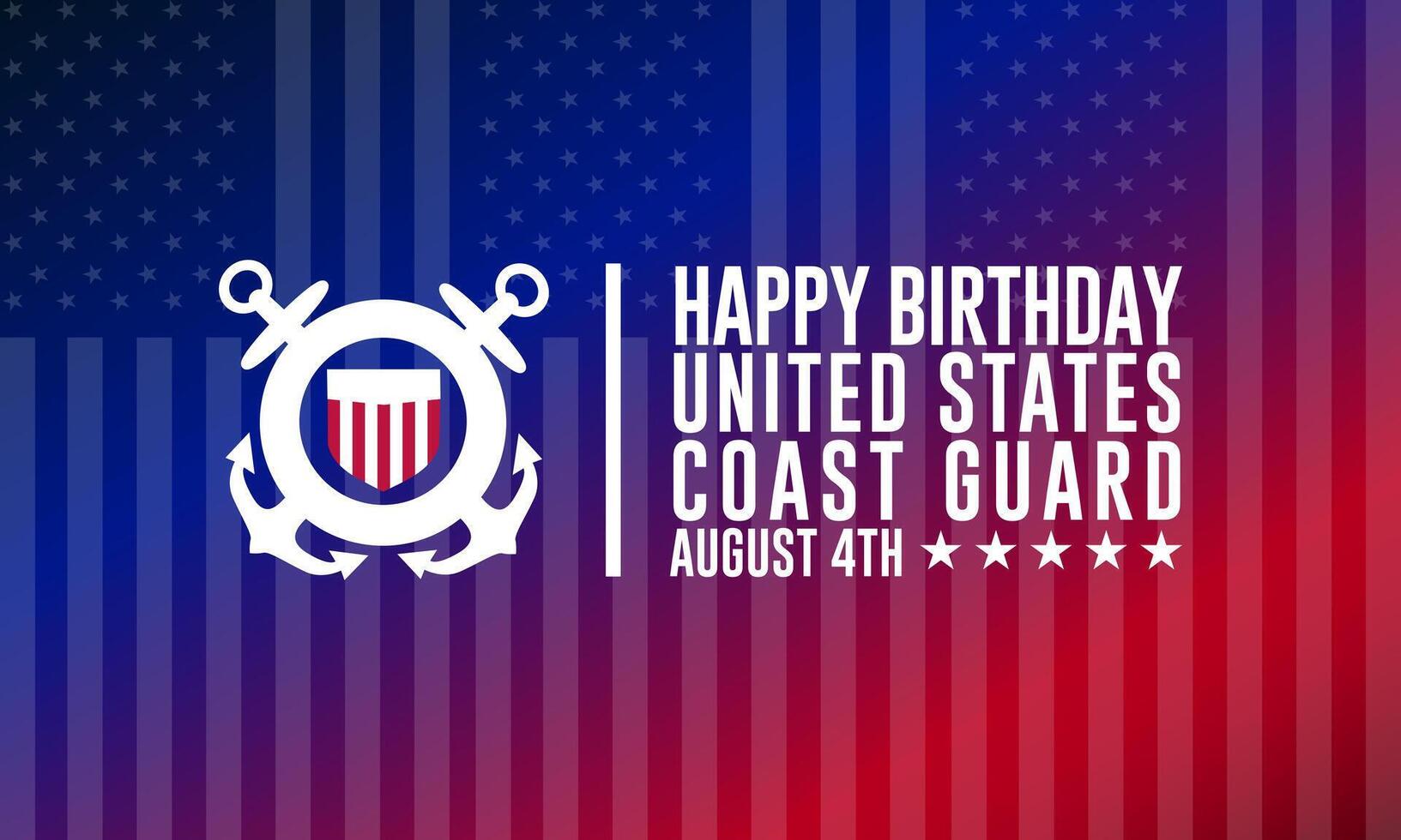 Happy birthday banner celebration for US coast guard with blue and red background vector