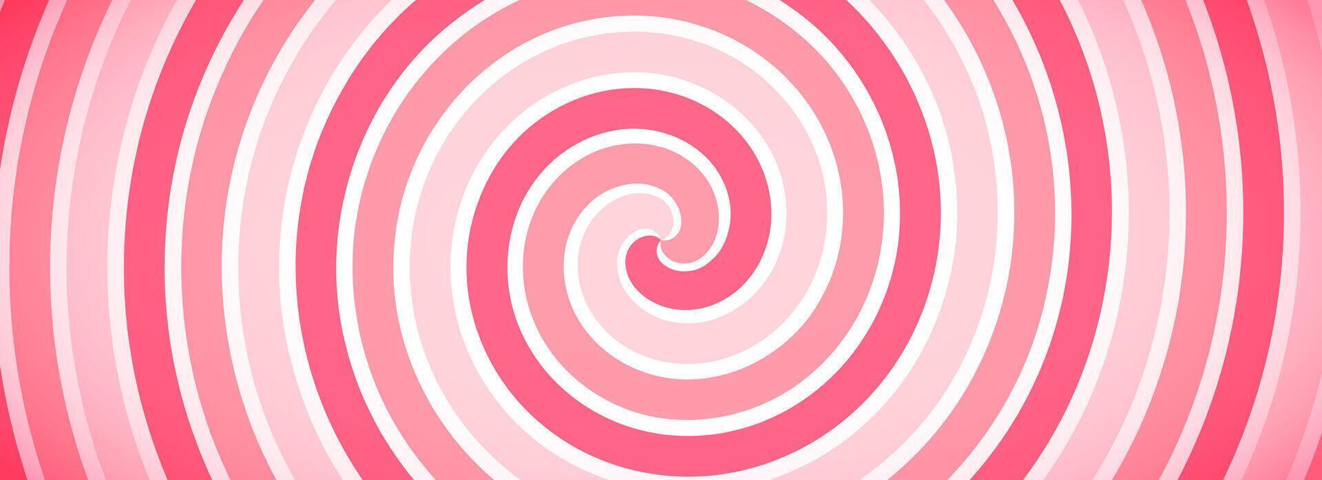 Candy color spiral background. Pink rotating swirl pattern wallpaper. Spinning vortex for banner, poster, flyer, booklet. Sweet cartoon comic hypnotic concept. Strawberry ice cream backdrop vector