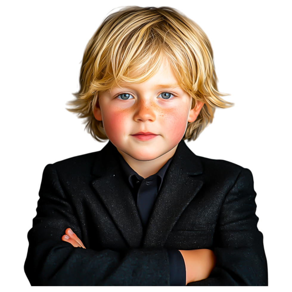 Confident Boy in Stylish Suit with Posed Expression png