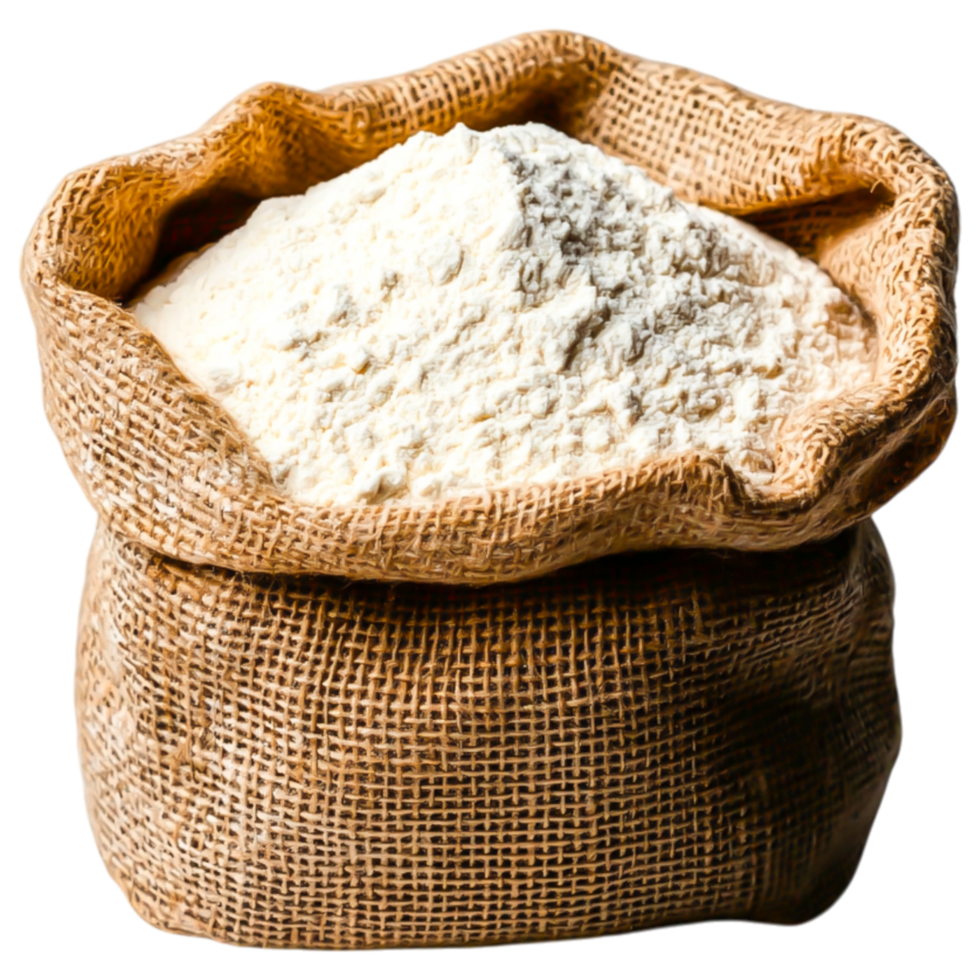 Flour in a Burlap Sack Close-Up Image png