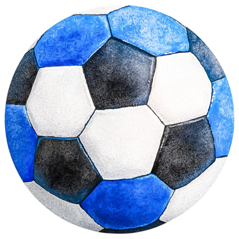 Hand-painted soccer ball illustration in blue tones png