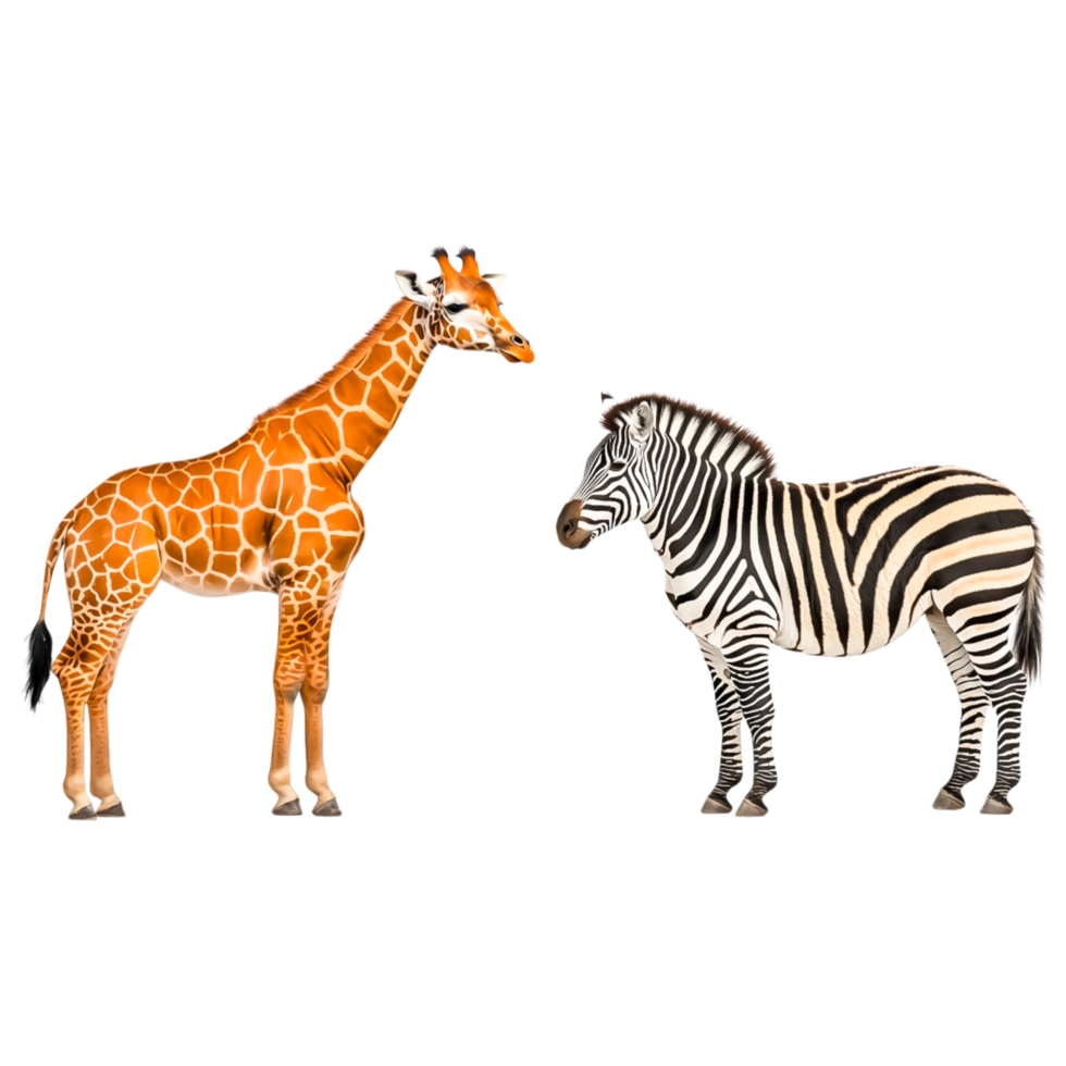 Giraffe and Zebra in Friendly Encounter png