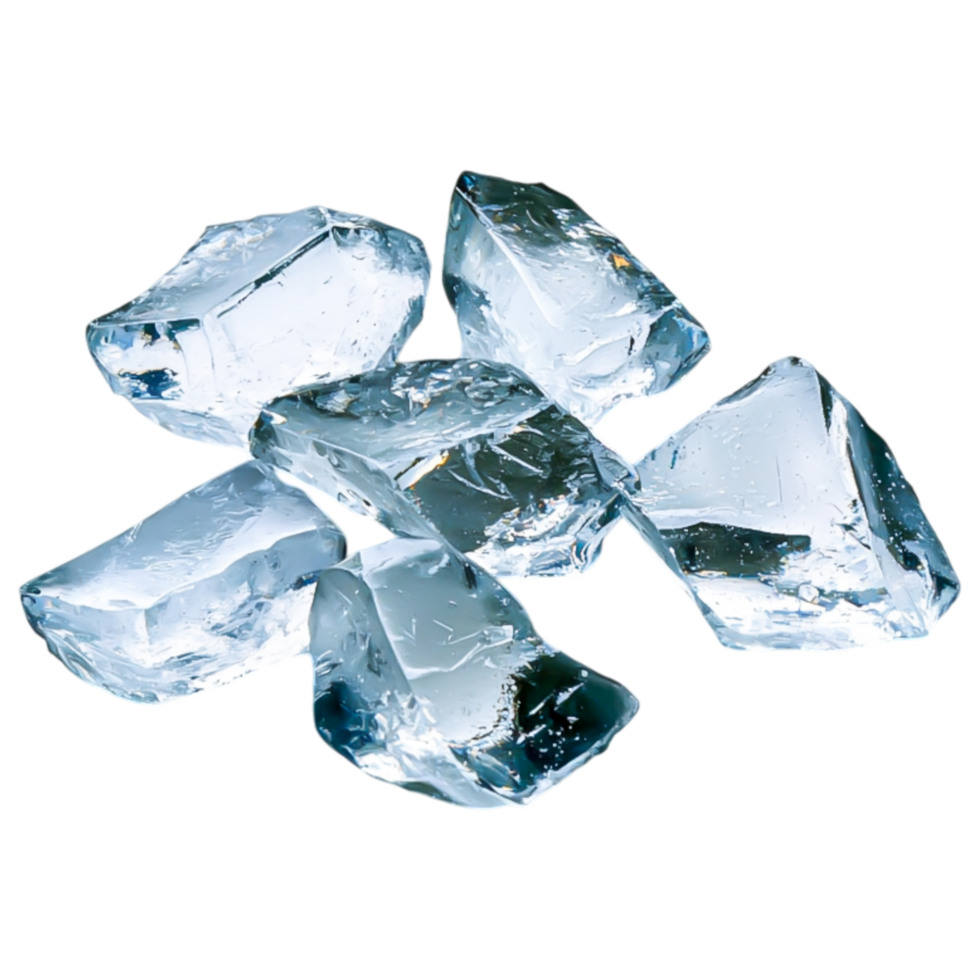 Clear Ice Rocks on White Surface png
