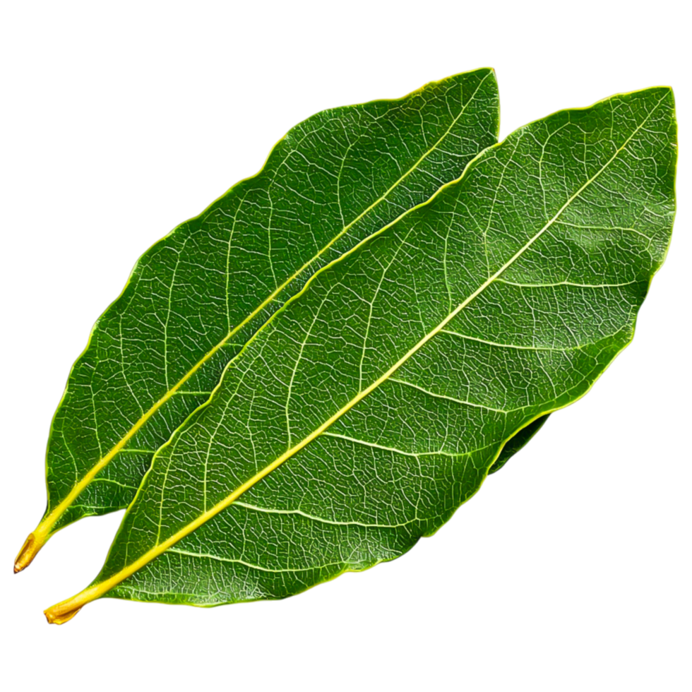 Fresh Green Bay Leaves with Detailed Vein Patterns and Texture png