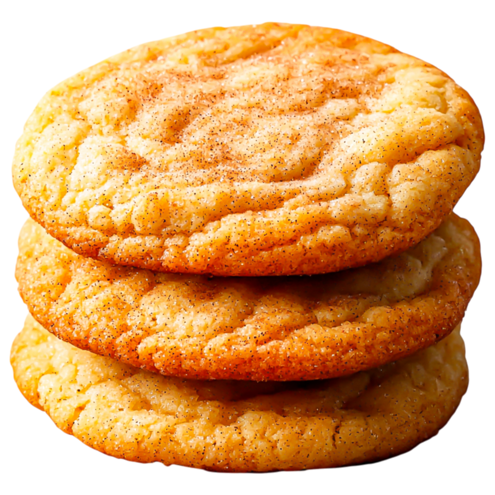 Freshly Baked Soft Cookies Stacked on Each Other with Cinnamon Sugar png