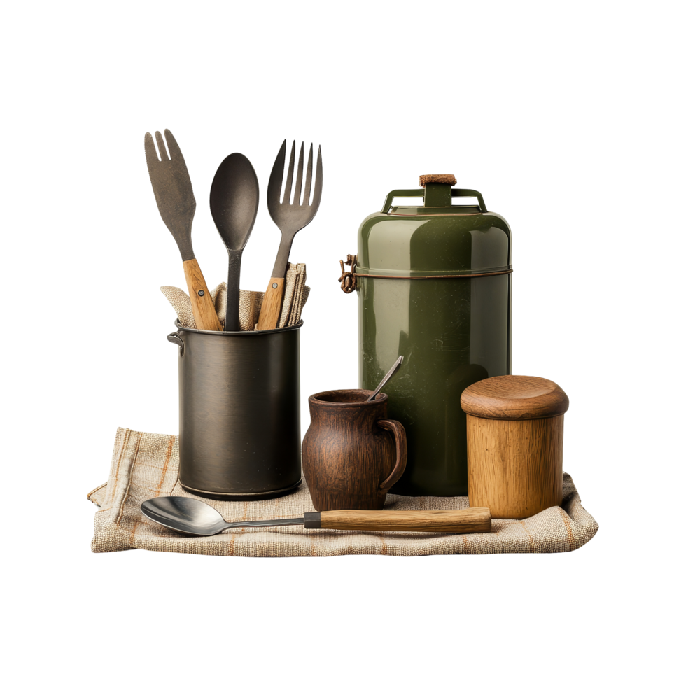 Camping gear preparation outdoor setting still life png