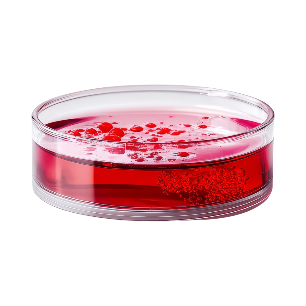 Chemical reaction experiment in lab petri dish png