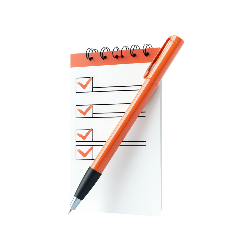 Checklist and pen for organized tasks office image png