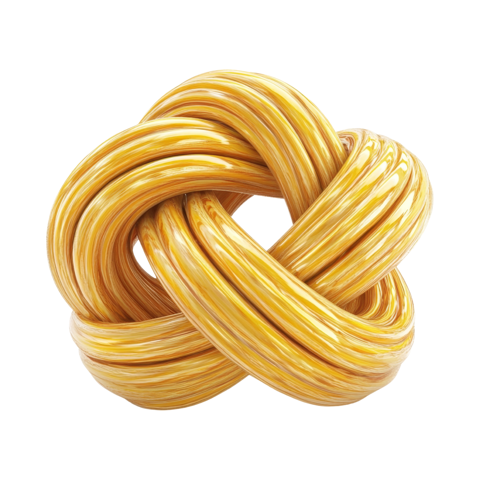 Modern 3d design decorative yellow knot sculpture png