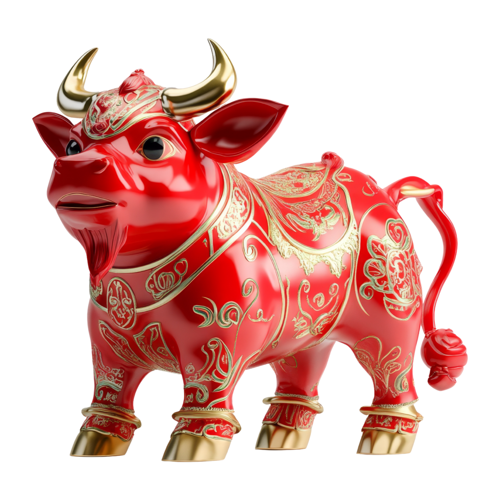Ceramic bull sculpture asian market decorative art png