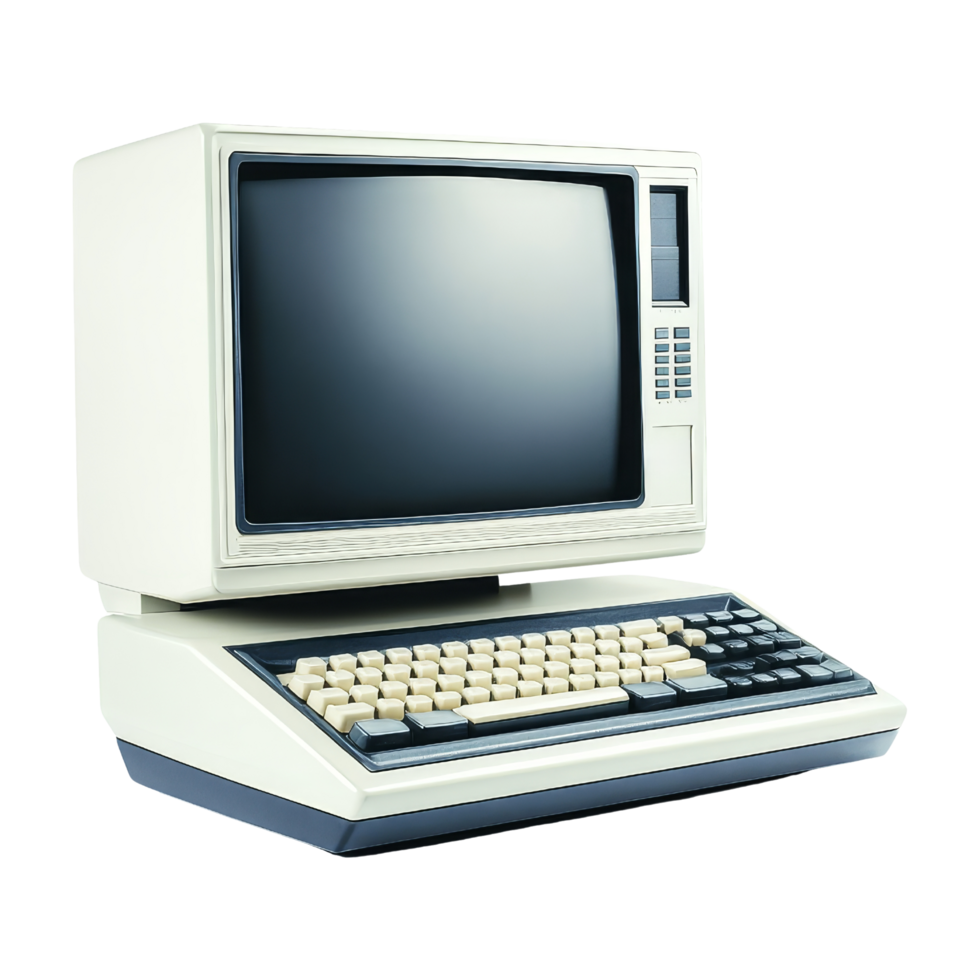 Vintage computer display home office tech environment png
