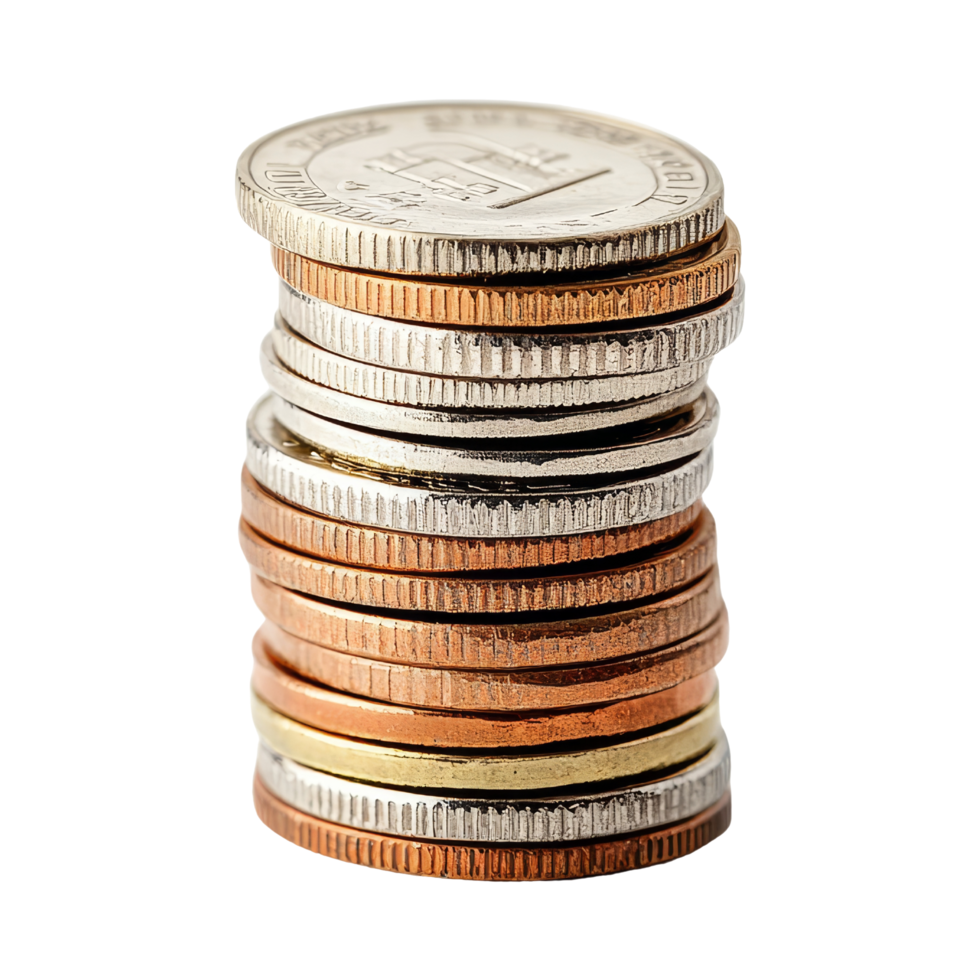 Counting coins a stack of currency in focus png