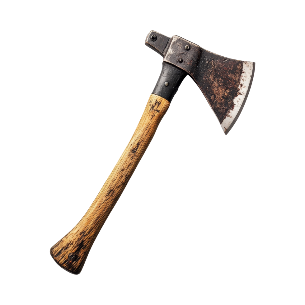 Chopping action axe close-up rustic setting nature png