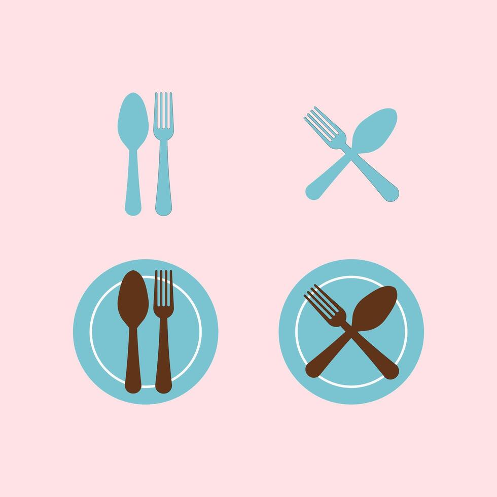 Set of cutlery icons. spoon and fork icon on pink background for your design. Illustration For Personal and Commercial Use. Clean Look Trendy Icon. Food icon element symbol vector
