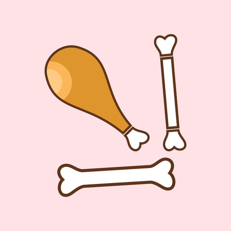 Chicken drumstick and bone icon. Delicious fried chicken thigh, drumstick chicken. Food illustration element design vector