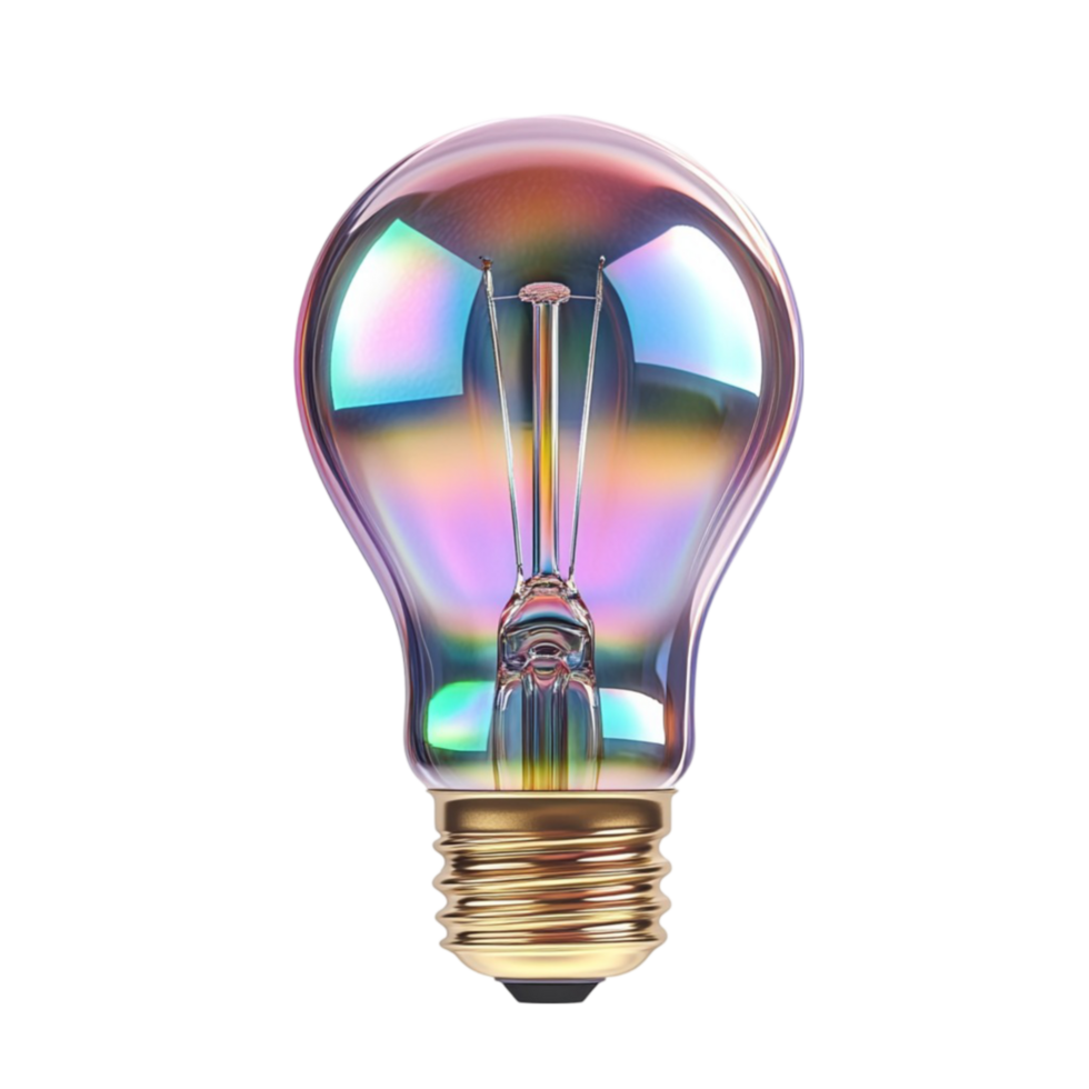 Light Bulb with Rainbow Reflection on Transparent png