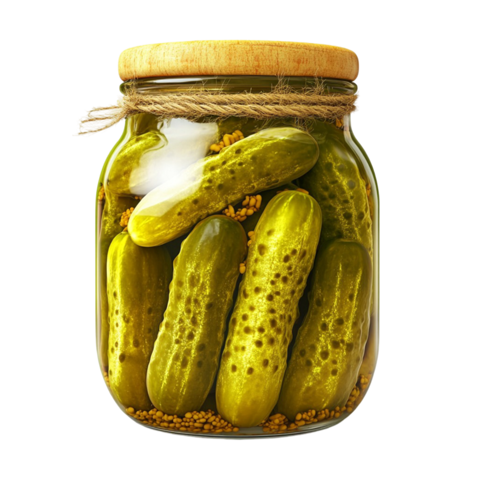 Jar of Pickles with Rustic Burlap Lid png