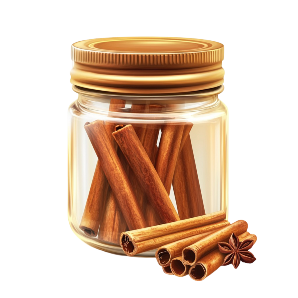 Glass Jar of Cinnamon Sticks png