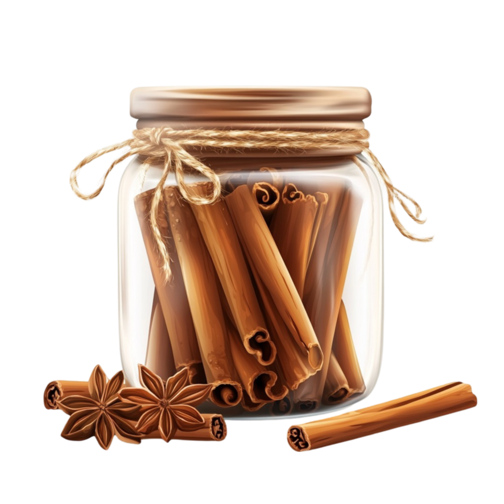 Glass Jar Filled with Cinnamon Sticks for Home and Kitchen png