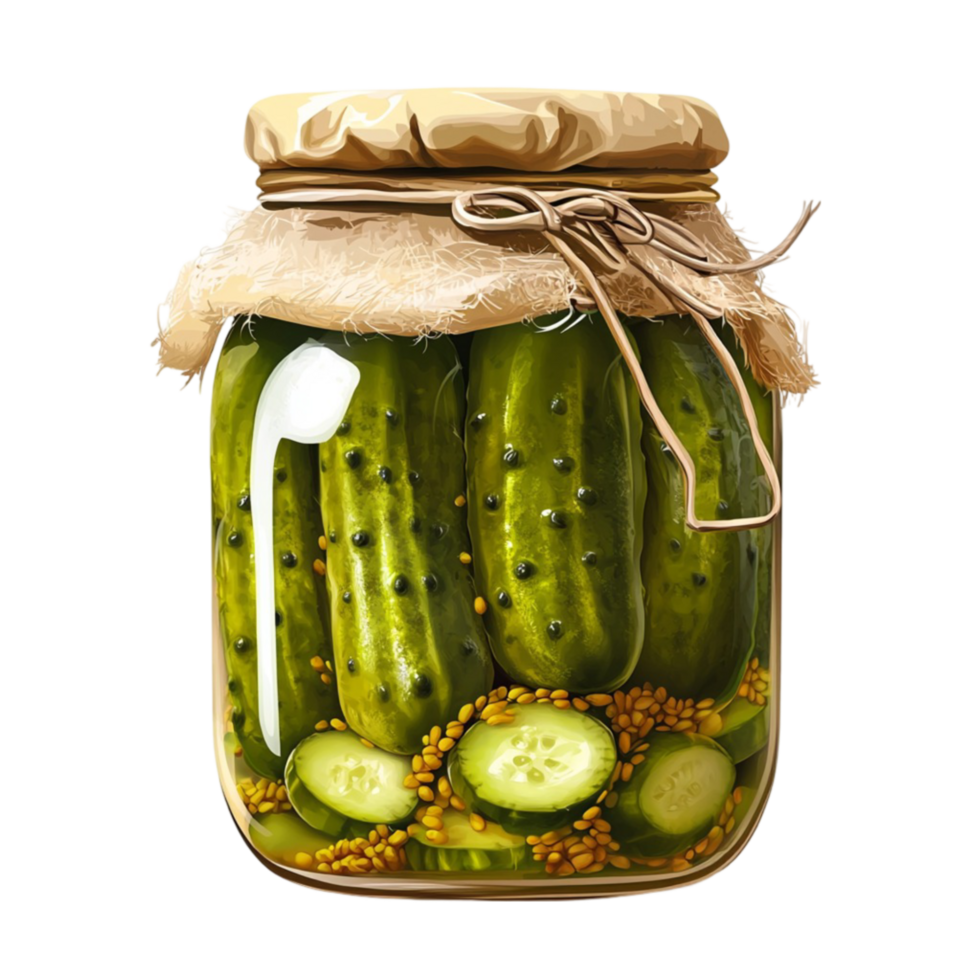 Pickled Cucumbers in Glass Jar png