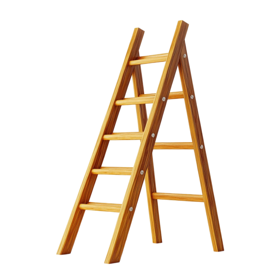 Compact Wooden Step Ladder - Dual-Step Brown Design png
