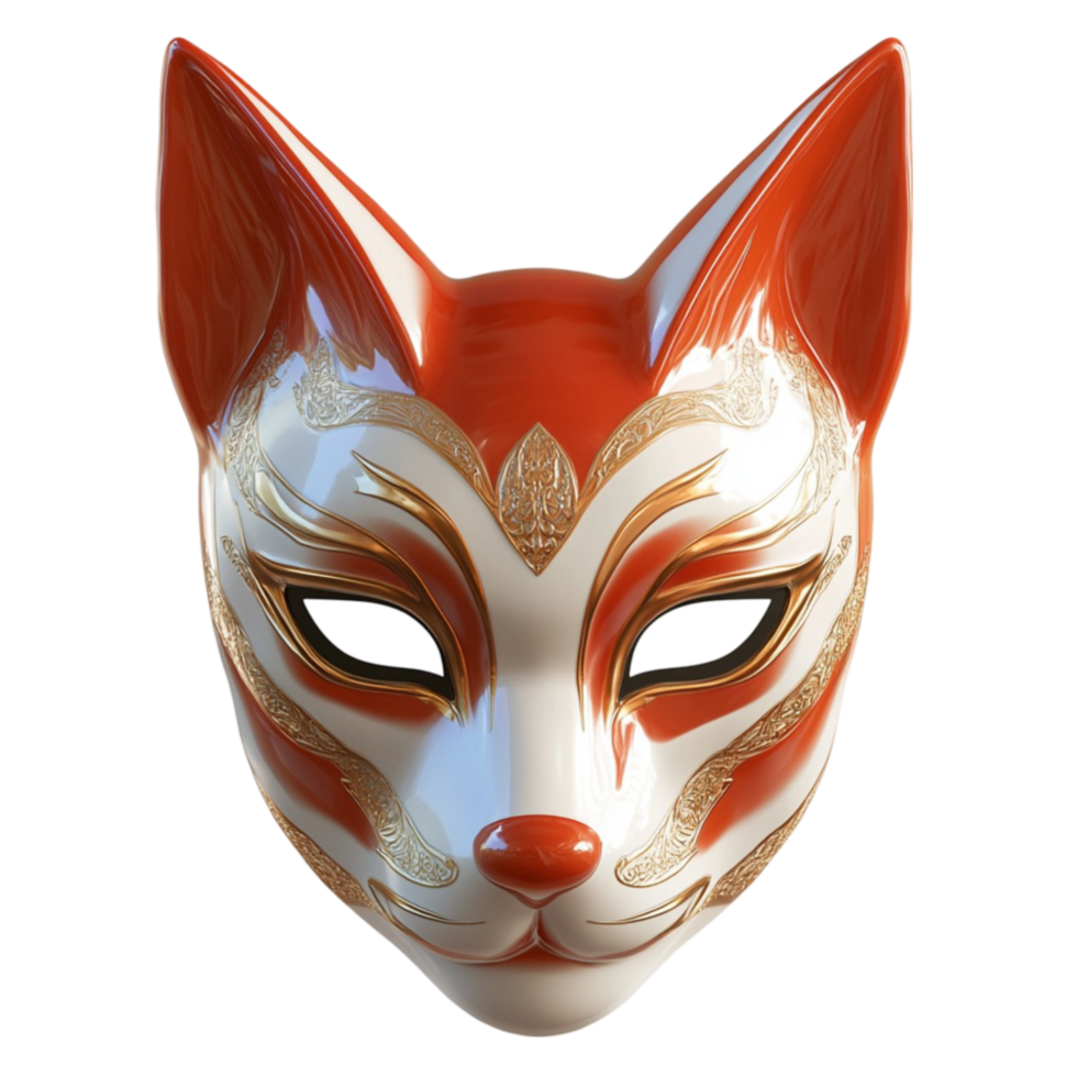 Golden Fox Mask with Stunning Decorative Finish png