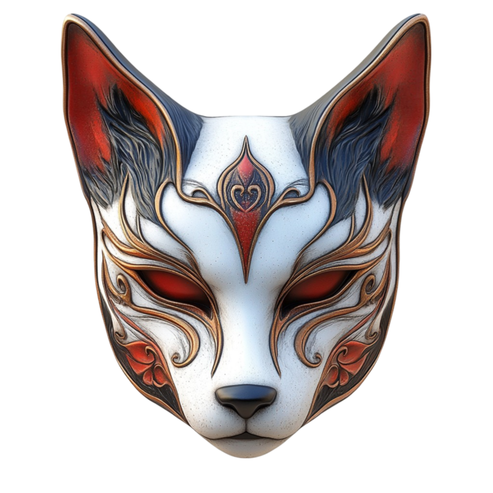 Elegant Blue Fox Mask with Intricate Details png