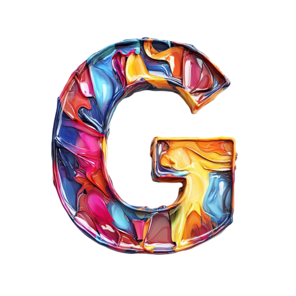 Glossy 3D Letter G in Vibrant Colors png