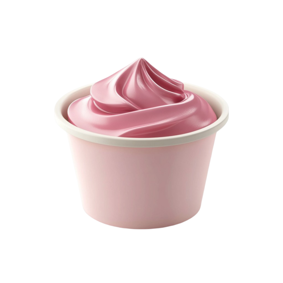 Pink Swirl Soft Serve Ice Cream in Cup png