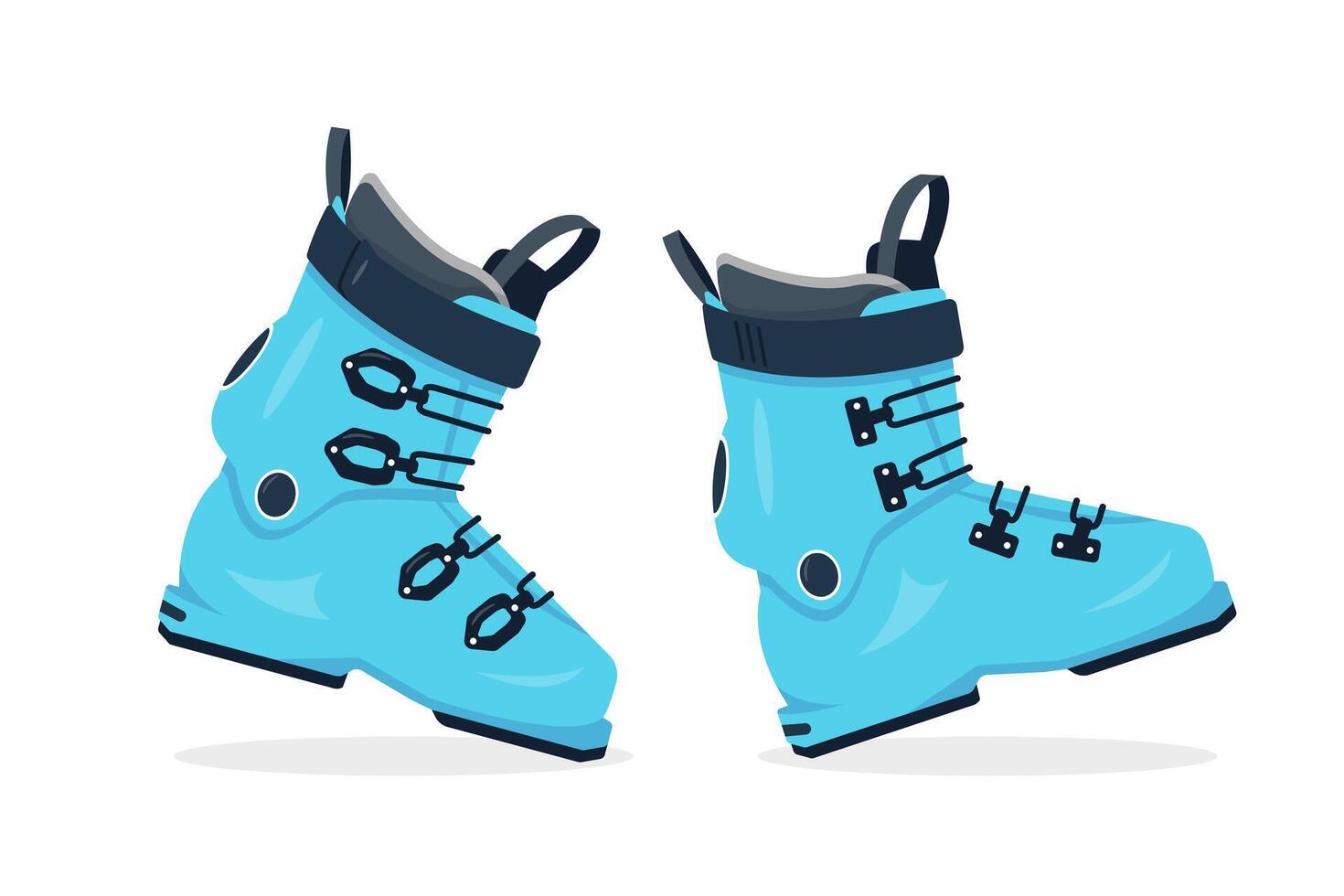 A pair of Ski shoes isolated on white background. Winter sport equipment icon. Blue ski boots. vector