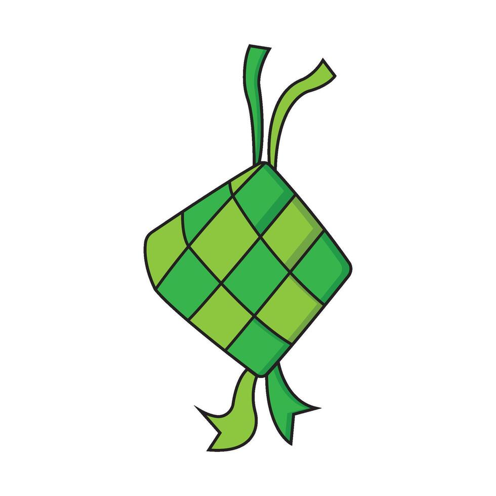 ketupat or rice dumplings in flat style on white background vector