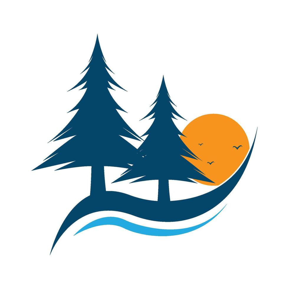 logo design creative pine moon vector