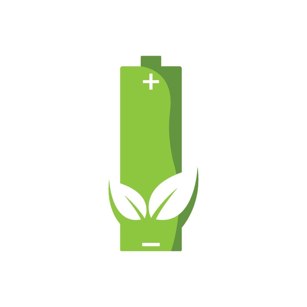 Save energy symbol with green leaf. vector