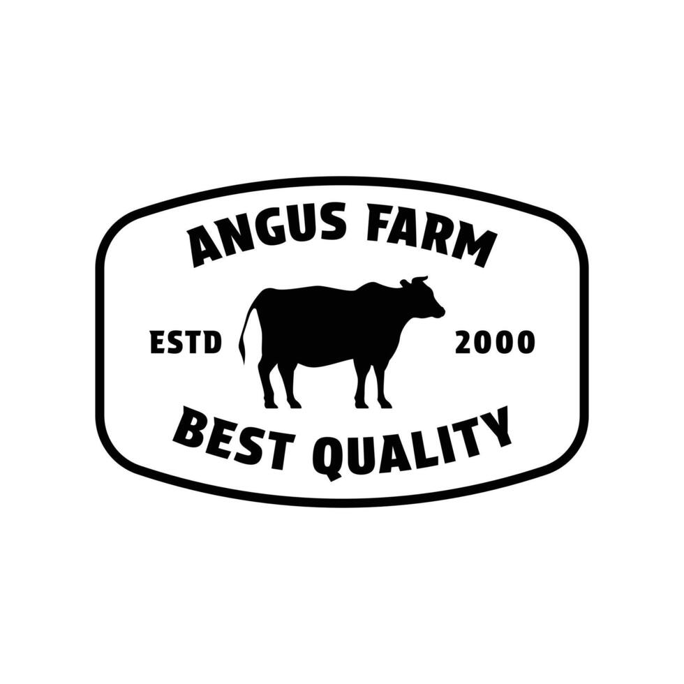 angus farm logo design vintage retro label vector