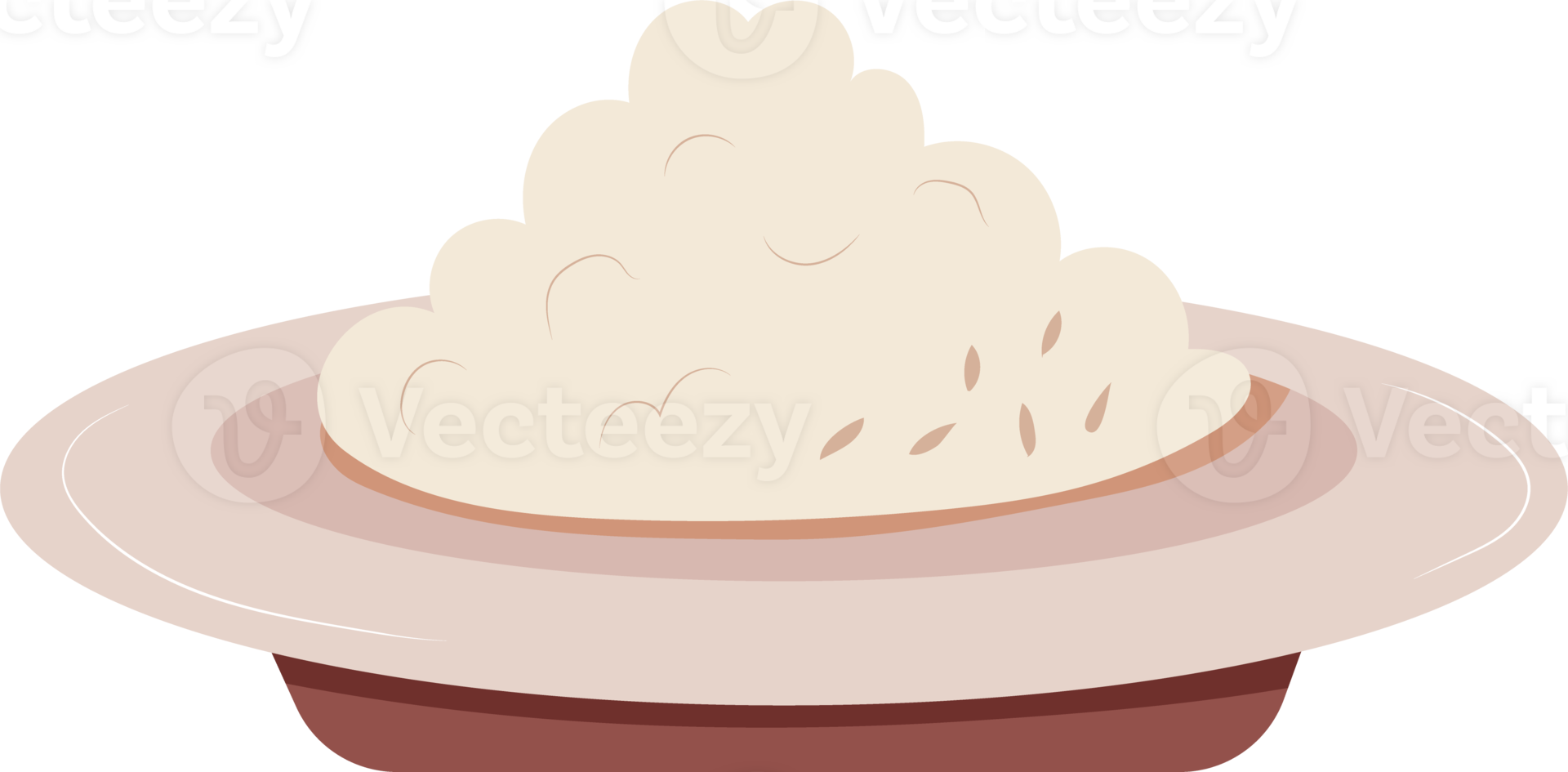 Illustration of White Rice on a Plate png