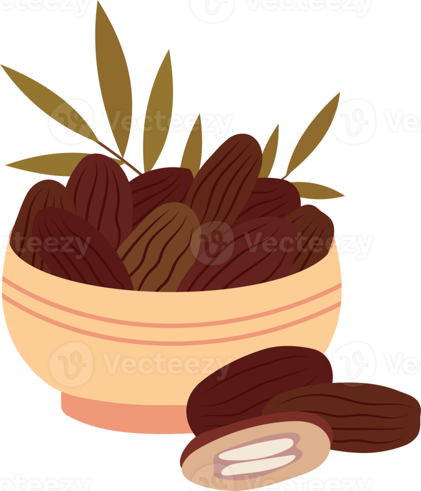 Hand-Drawn Illustration of Dates in a Bowl png