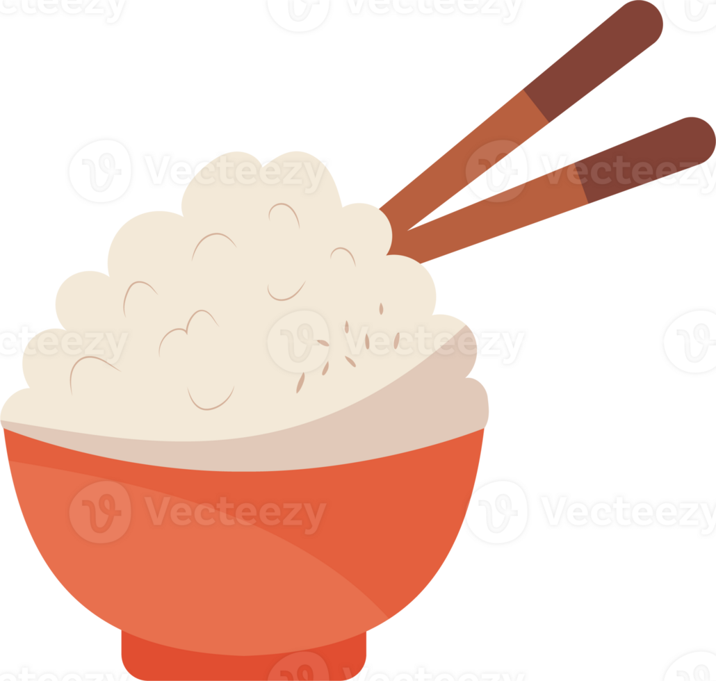 Illustration of Bowl of Rice with Chopsticks png