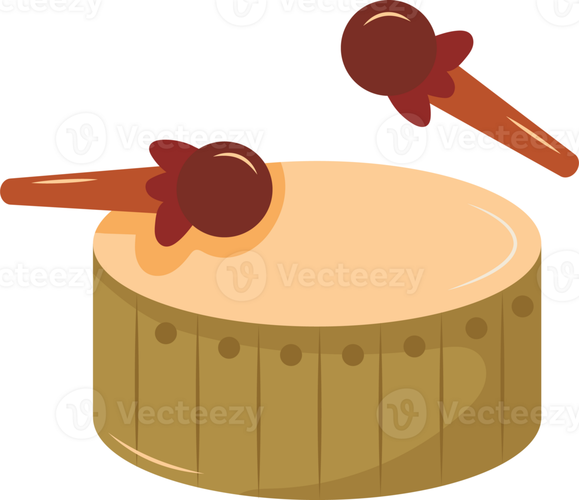 Illustration of a Traditional Drum with Sticks png