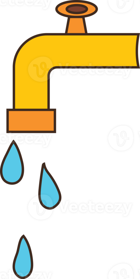 Illustration of a Dripping Yellow Faucet png