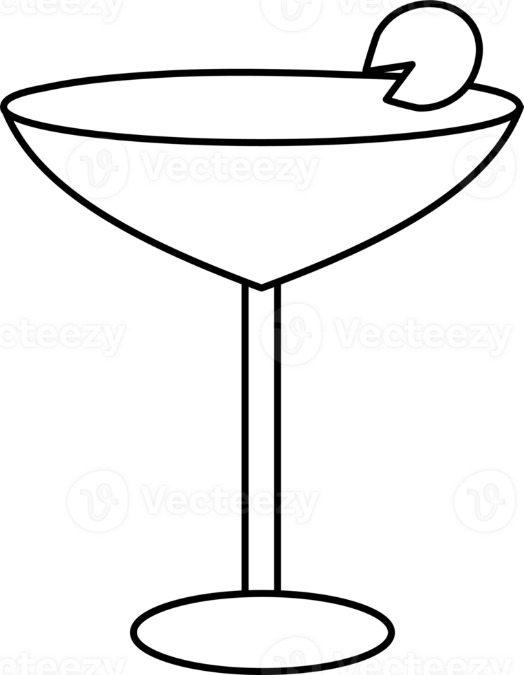 Minimalist Martini Glass Illustration for Coloring Page png