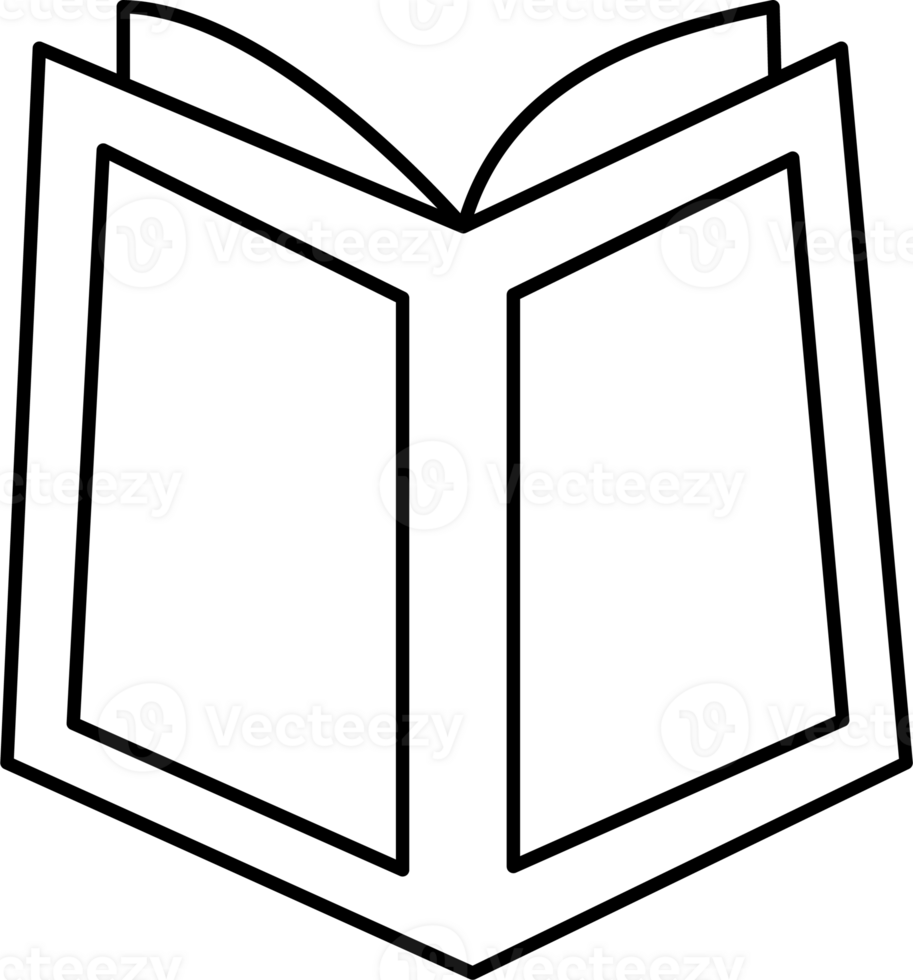 Open Book Outline Graphic for Coloring Page png