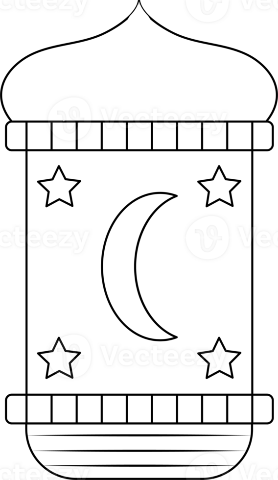 Decorative Lantern with Moon and Stars Design for Coloring Page png