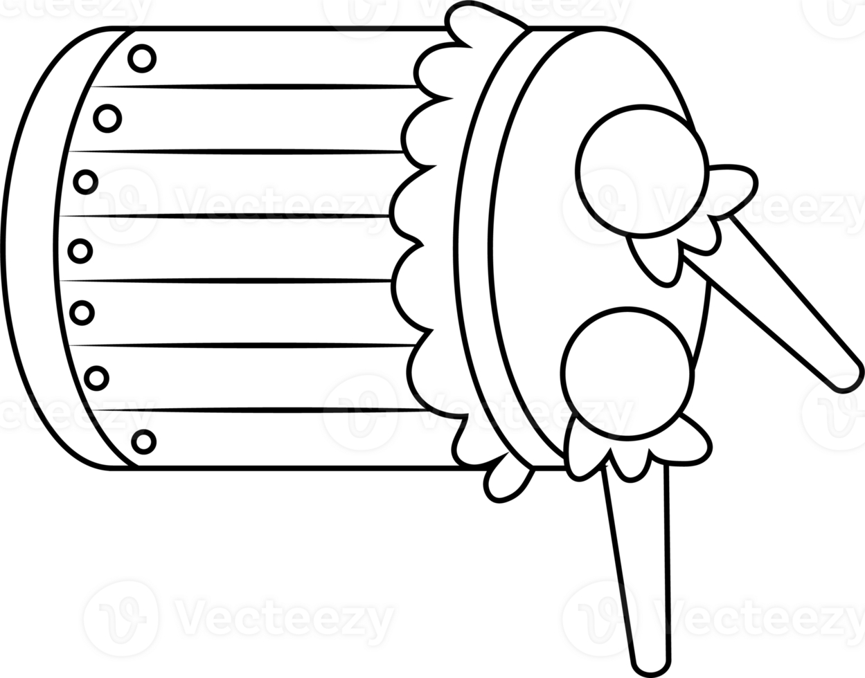 Illustration of a Traditional Drum for Coloring Page png