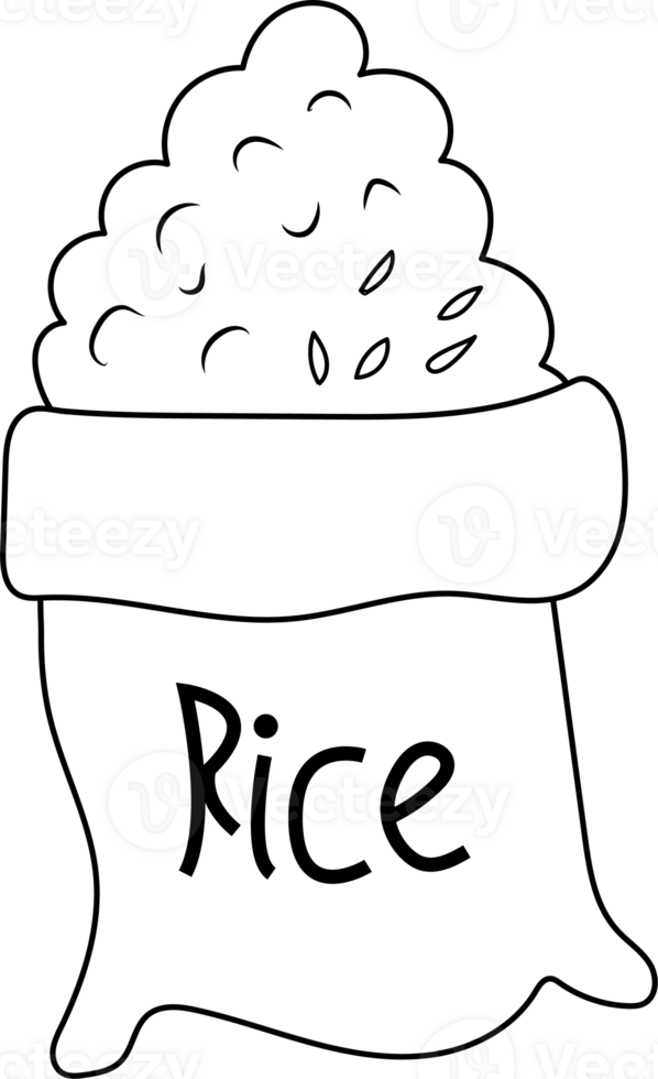 Illustration of Rice in a Sack for Coloring Page png